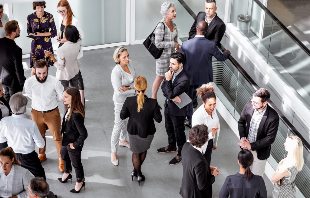 people standing around at a convention