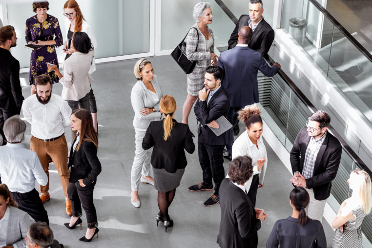 people standing around at a convention